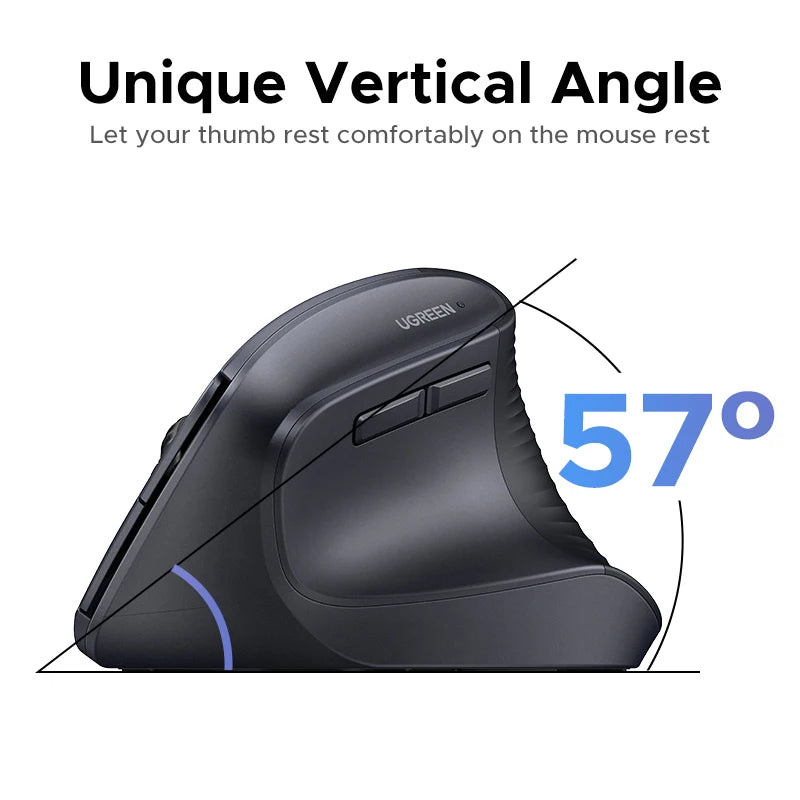 Vertical Wireless Ergonomic Mouse 2.4GHz 4000DPI Silent Buttons for Laptop PC Mac Tablet