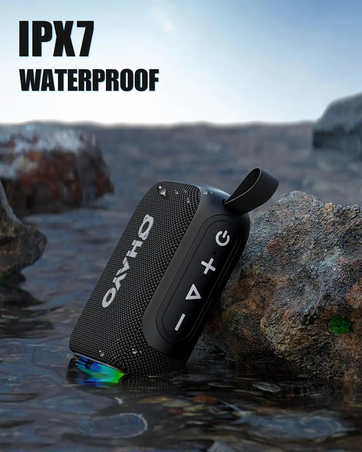 Wireless Portable Bluetooth Speaker with Deep Bass, Waterproof Design and 12 Hour Playtime