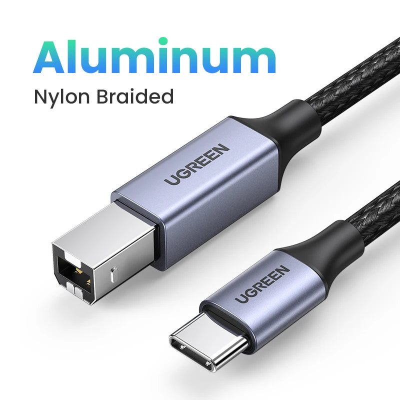 USB-C to USB-B 2.0 Printer Cable 480Mbps for MacBook Laptop Printer Scanner Data Cord