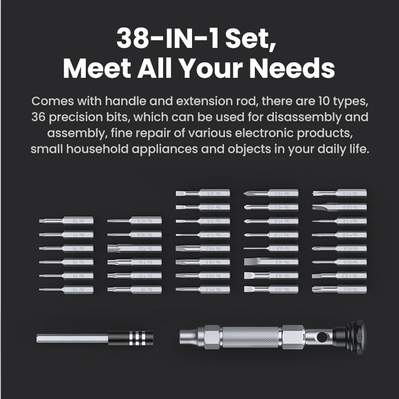 38-in-1 Precision Screwdriver Set for Phone Laptop PC Watch Glasses Repair Disassembly Tool Kit