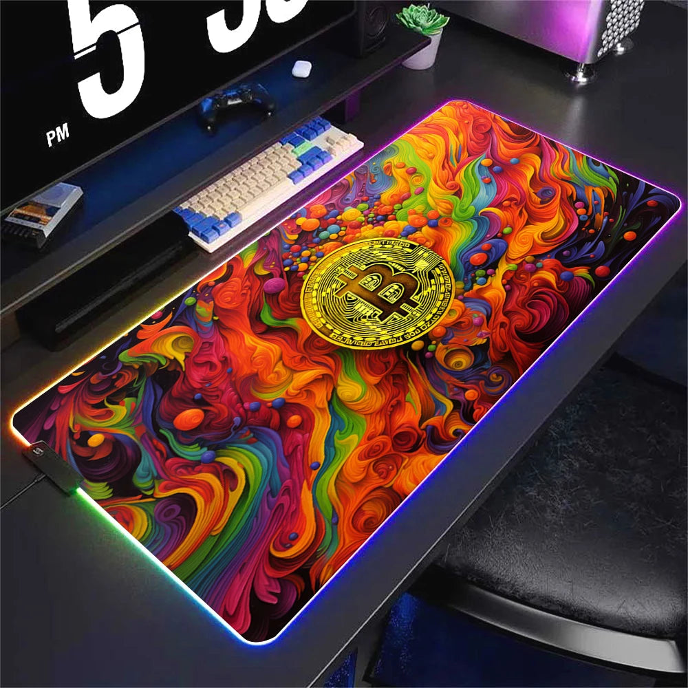 Oversized RGB LED Gaming Mouse Pad Non Slip Waterproof Desk Mat Multiple Sizes for PC Setup