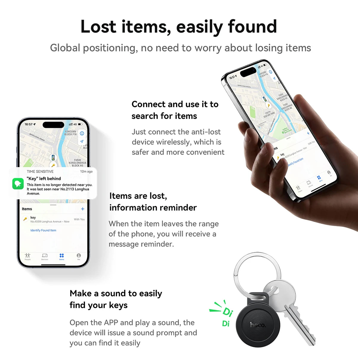 Universal Bluetooth GPS Tracker Tag for Android and iOS Anti-Loss Device for Keys, Pets, Bikes