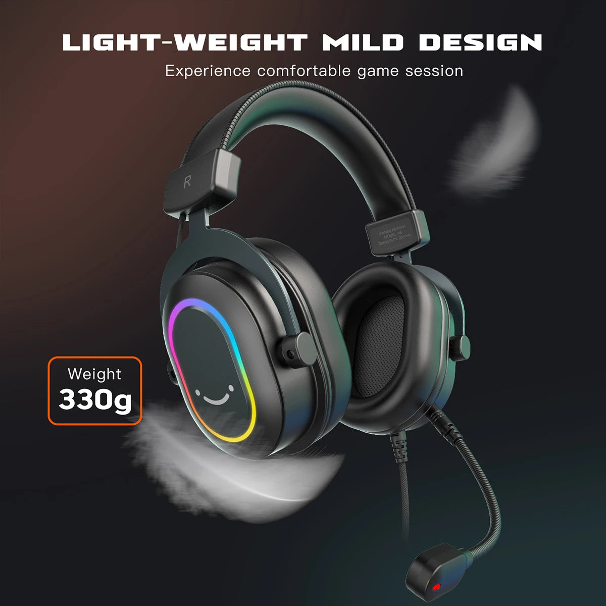 7.1 Surround Sound RGB Gaming Headset with Mic USB Over-Ear Headphones and 3 EQ Modes