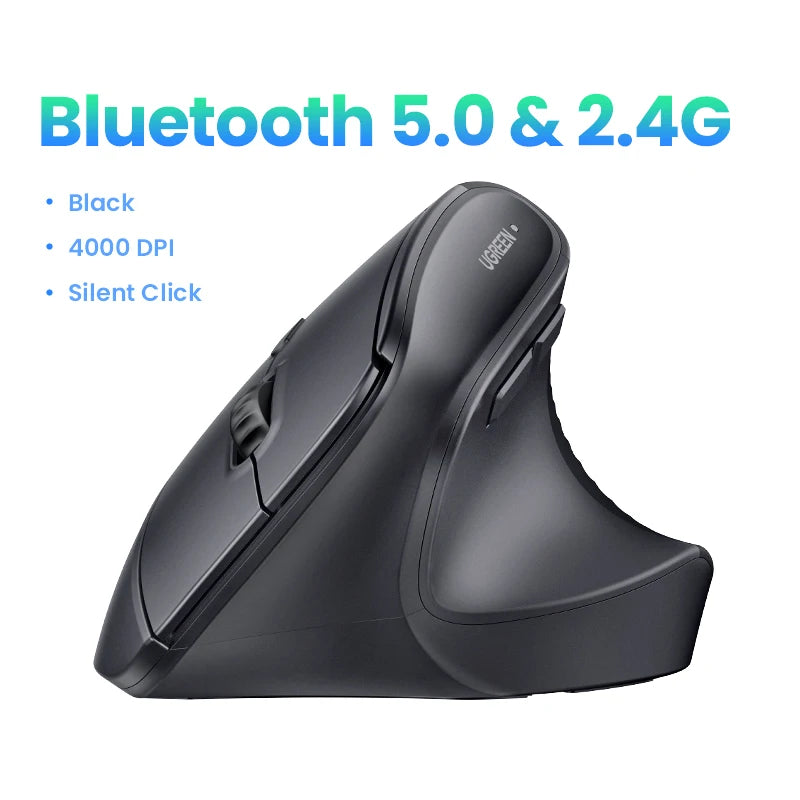 Vertical Wireless Ergonomic Mouse 2.4GHz 4000DPI Silent Buttons for Laptop PC Mac Tablet