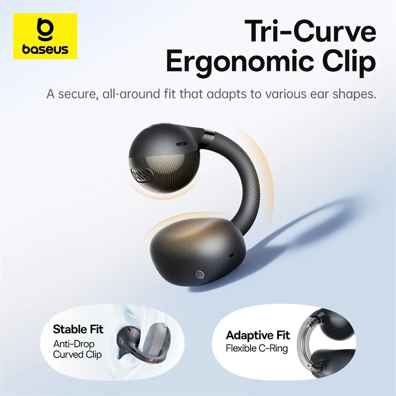 Open Ear Clip Wireless Earbuds Bluetooth 6.0 Sports Headphones IP55 Waterproof 38H Playtime