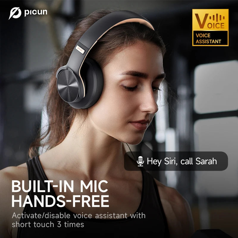 Wireless Over Ear Bluetooth Headphones 120 Hour Battery Low Latency 3EQ Modes Built-In Mic