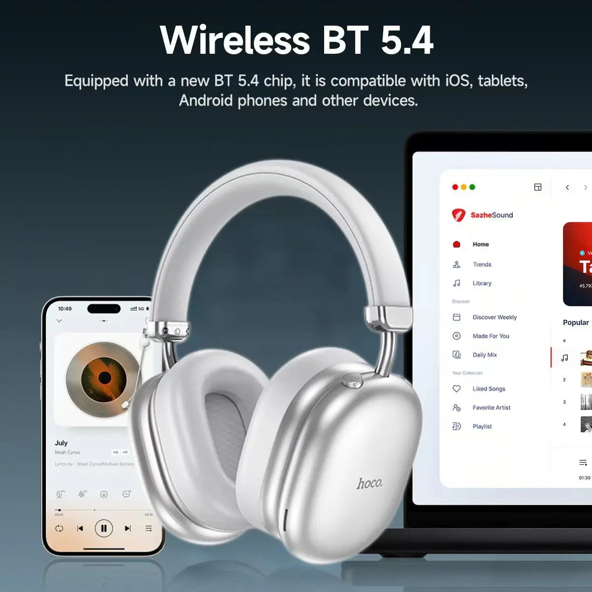 Wireless Over Ear Headphones with Active Noise Cancelling and Extra Long Battery Life 90 Hours Use