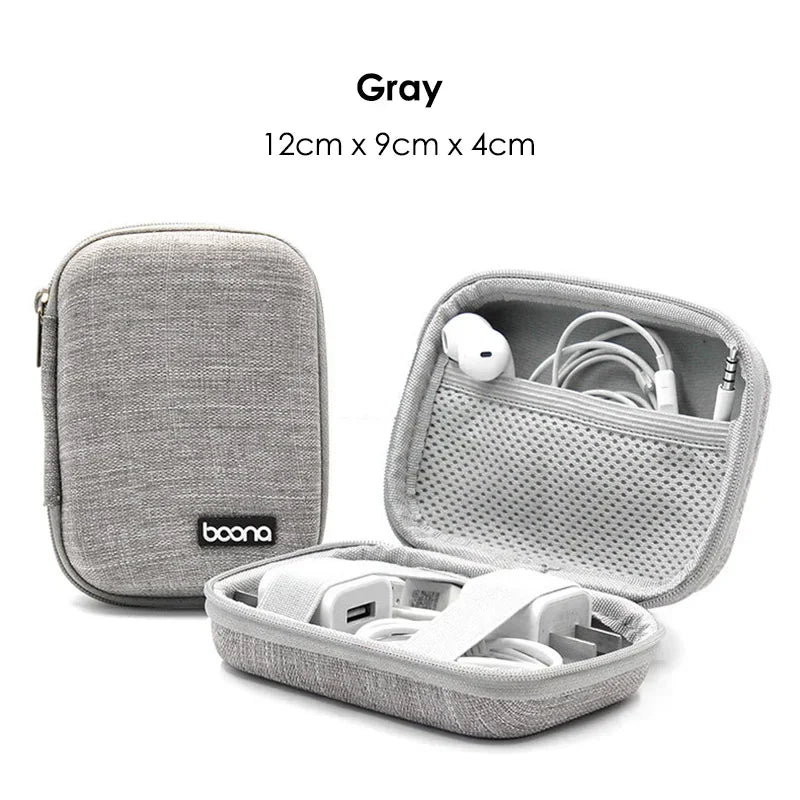 Small Hard Shell Earphone Storage Case for Cables Chargers and Mini Tech Accessories Travel Pouch