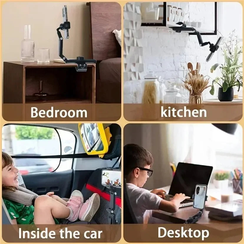 Adjustable Rotating Car Phone Holder for Rearview Mirror with Universal Clip Mount Bracket