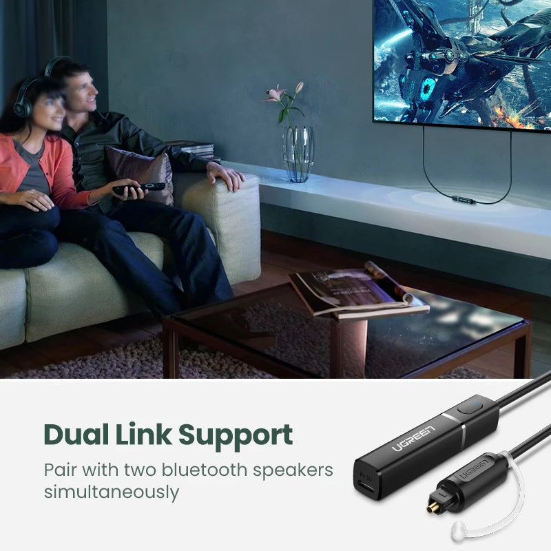 Bluetooth 5.4 Audio Transmitter with aptX HD Adaptive for TV PC Optical SPDIF Wireless Sound