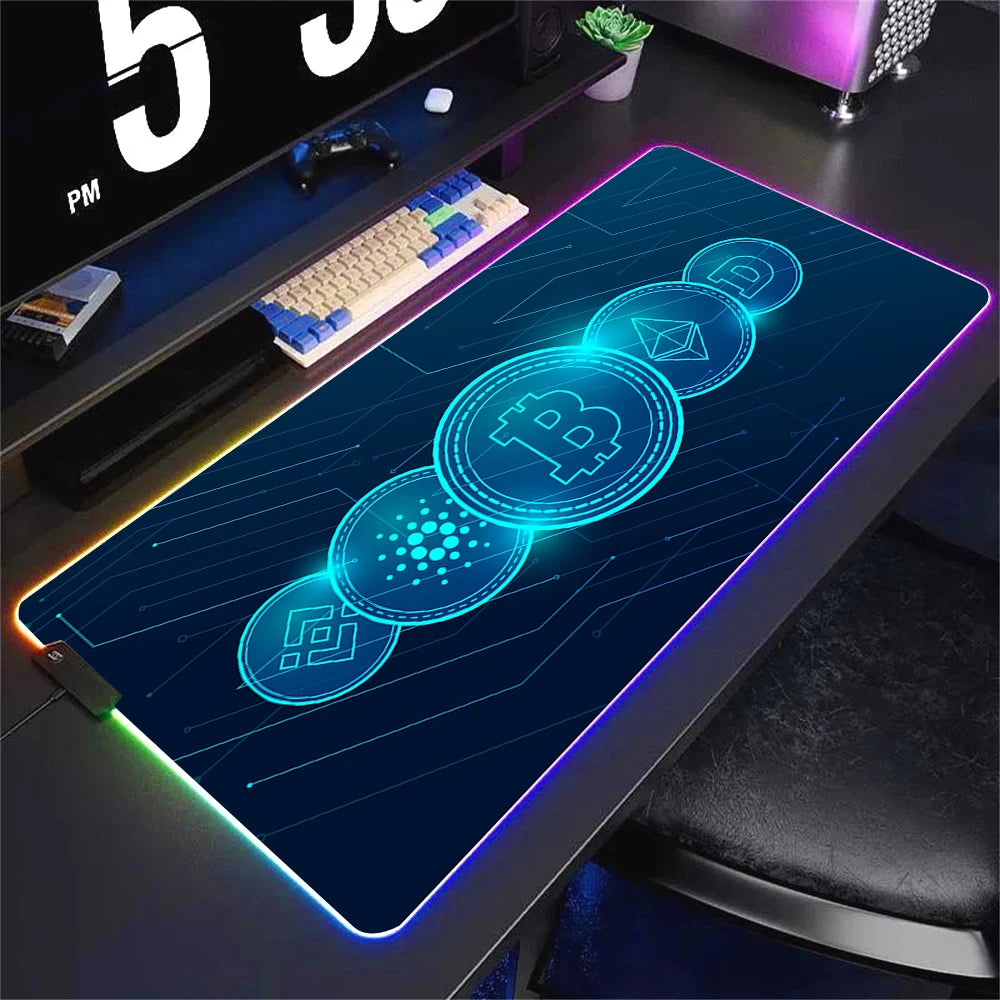 Large RGB Gaming Mouse Pad Non-slip Waterproof Desk Mat with Backlit Edge for Office and Gaming