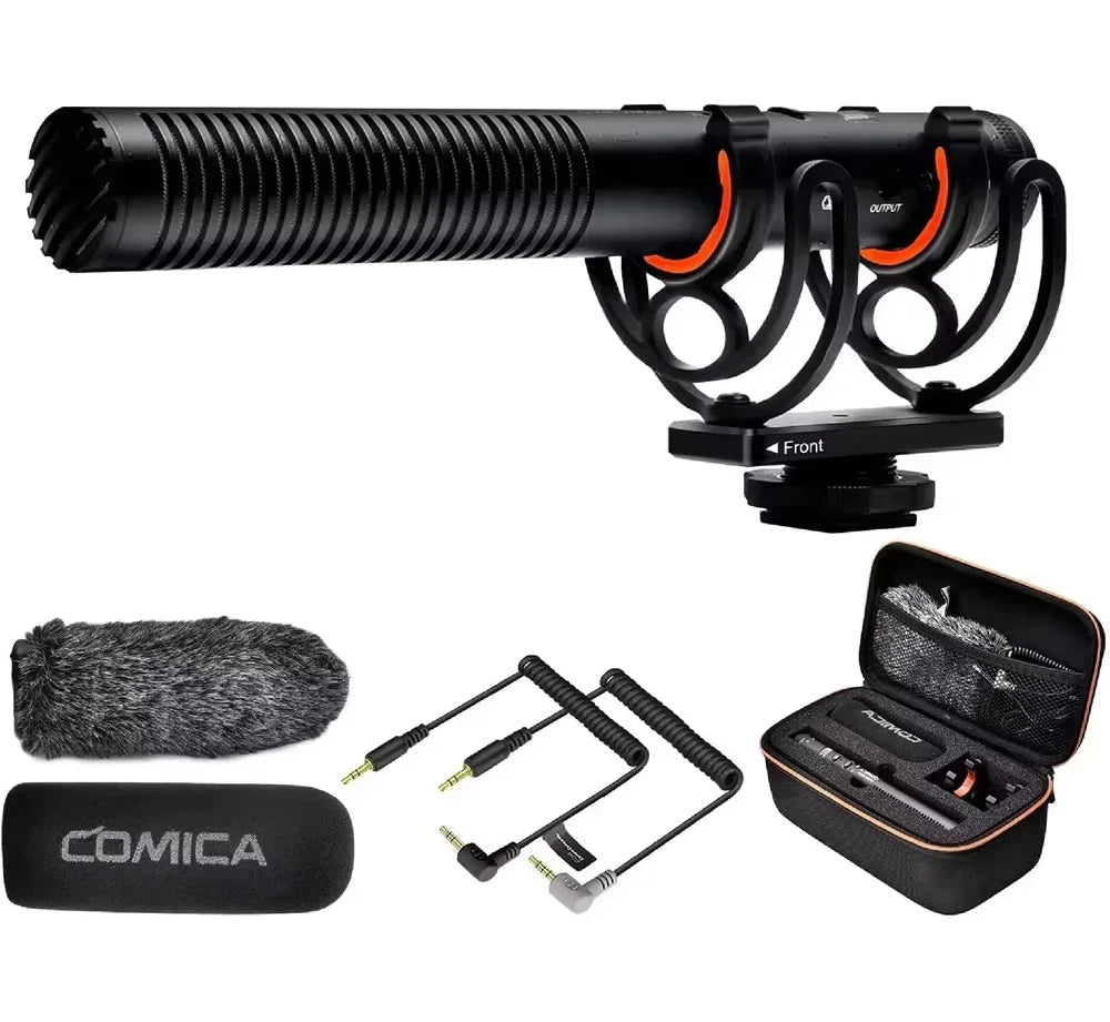 Professional Super Cardioid Shotgun Microphone with Shock Mount for Camera and Smartphone Recording