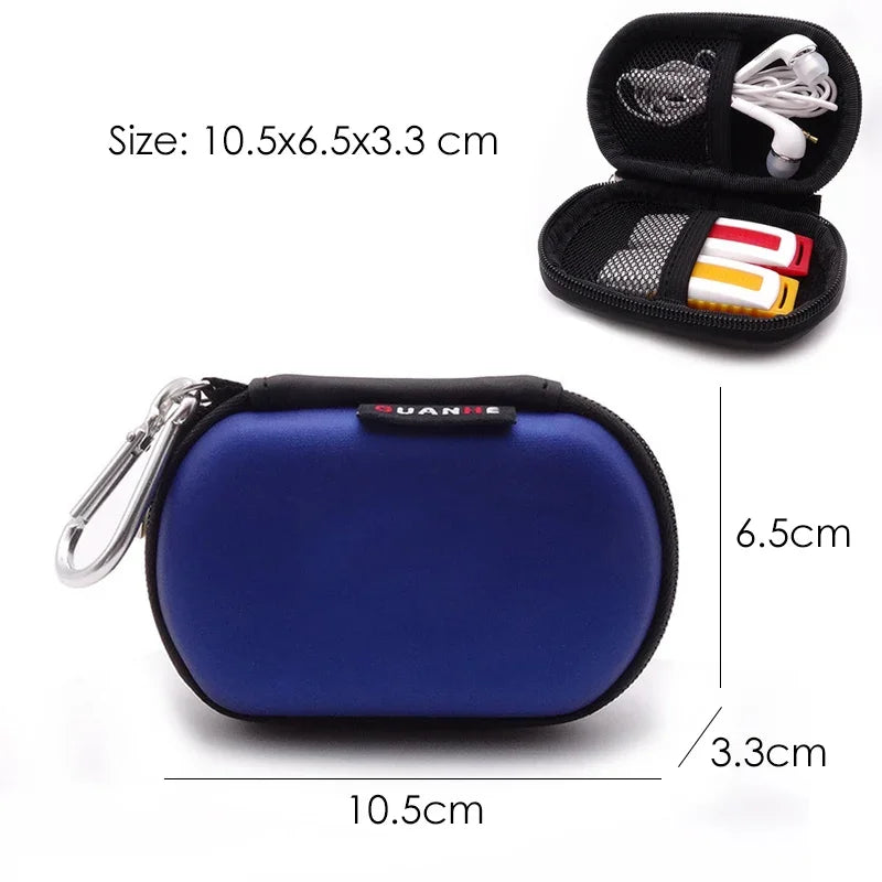 Small Hard Shell Earphone Storage Case for Cables Chargers and Mini Tech Accessories Travel Pouch