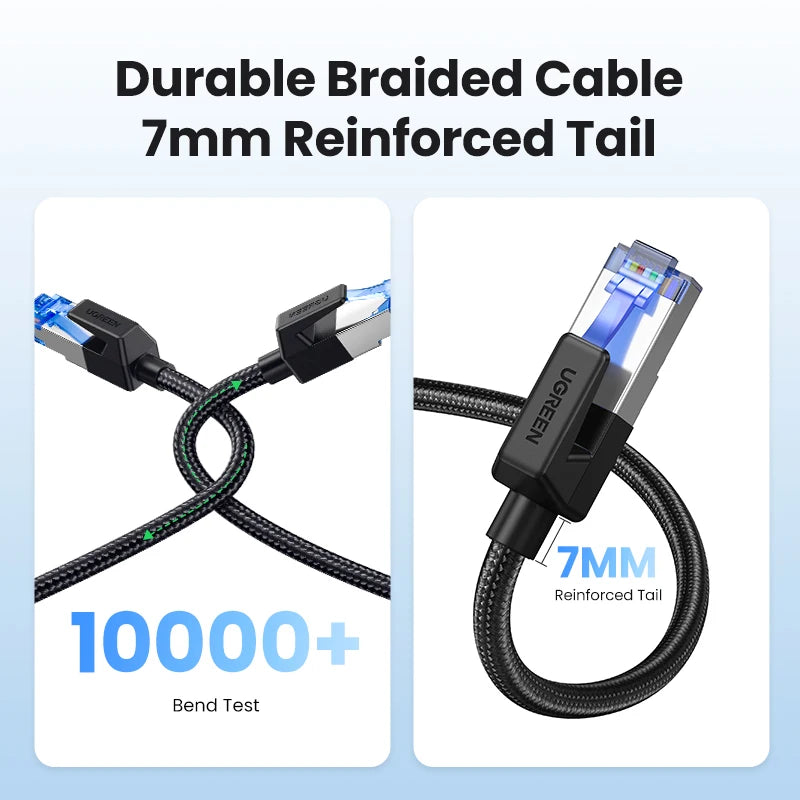 Cat 8 Ethernet Cable 40Gbps 2000MHz Nylon Braided RJ45 LAN Internet Cable for PC Laptop PS5