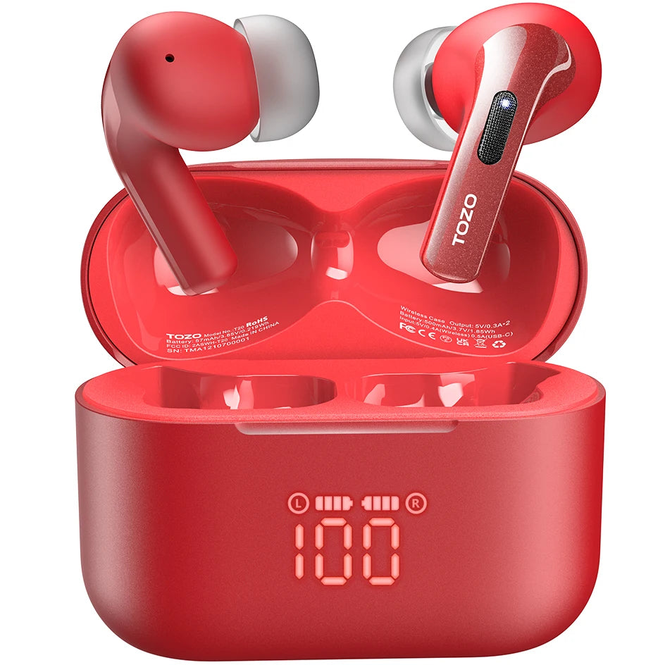 True Wireless Bluetooth Earbuds with LED Display Dual Mic ENC Long Battery IPX8 Waterproof