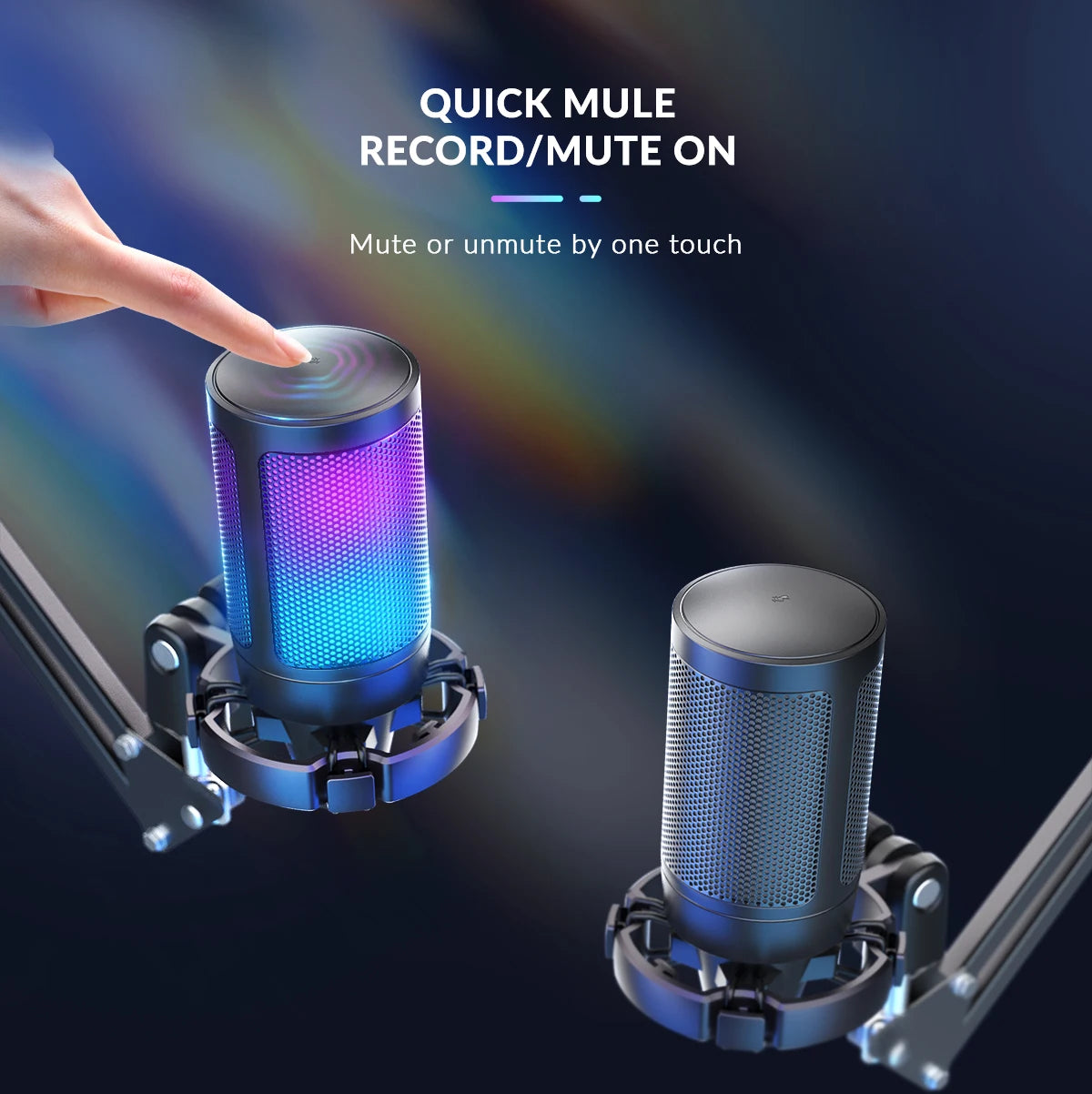 USB Gaming Microphone Kit with Boom Arm, RGB Condenser Cardioid Mic for PC PS4 PS5 Streaming