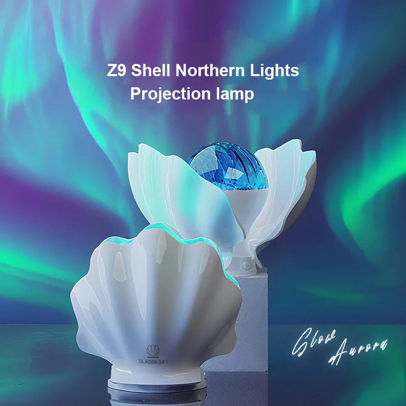 Shell Pearl Starry Sky Projection Lamp with Aurora Water Ripple Effect for Bedroom Decor