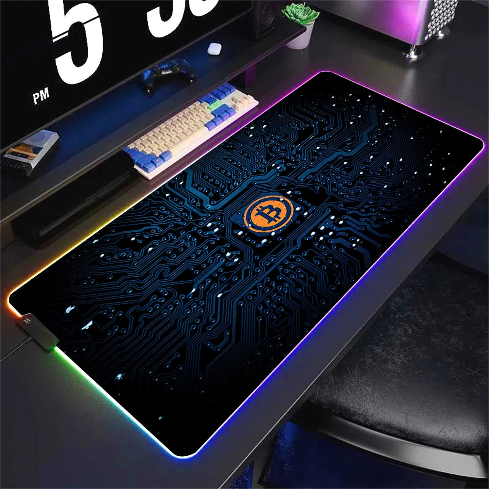 Large RGB Gaming Mouse Pad Non-slip Waterproof Desk Mat with Backlit Edge for Office and Gaming