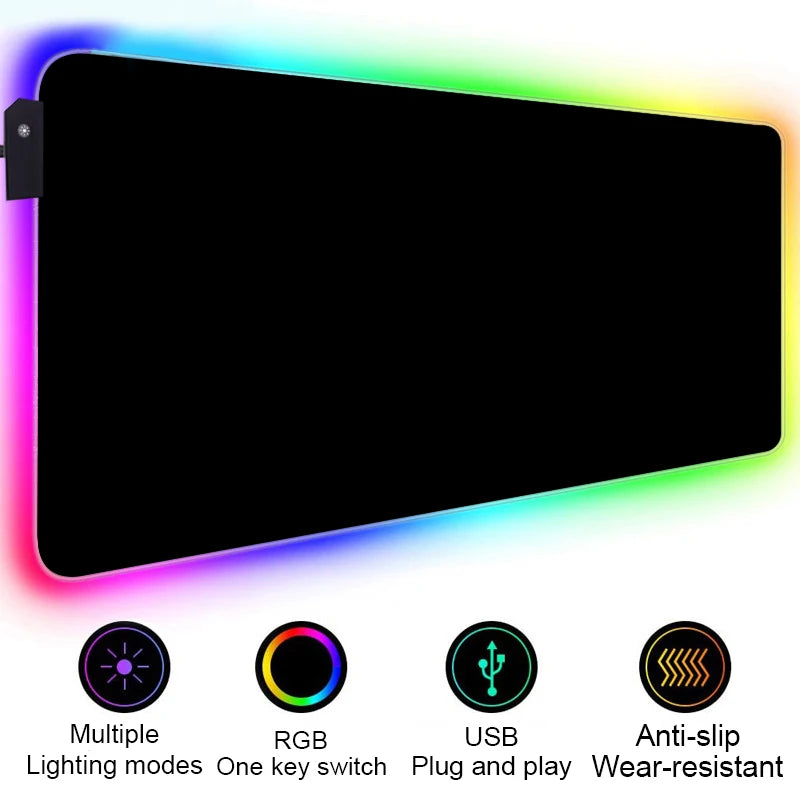 Large RGB Gaming Mouse Pad with LED Backlight Non-Slip Surface for Keyboard and Desk Setup