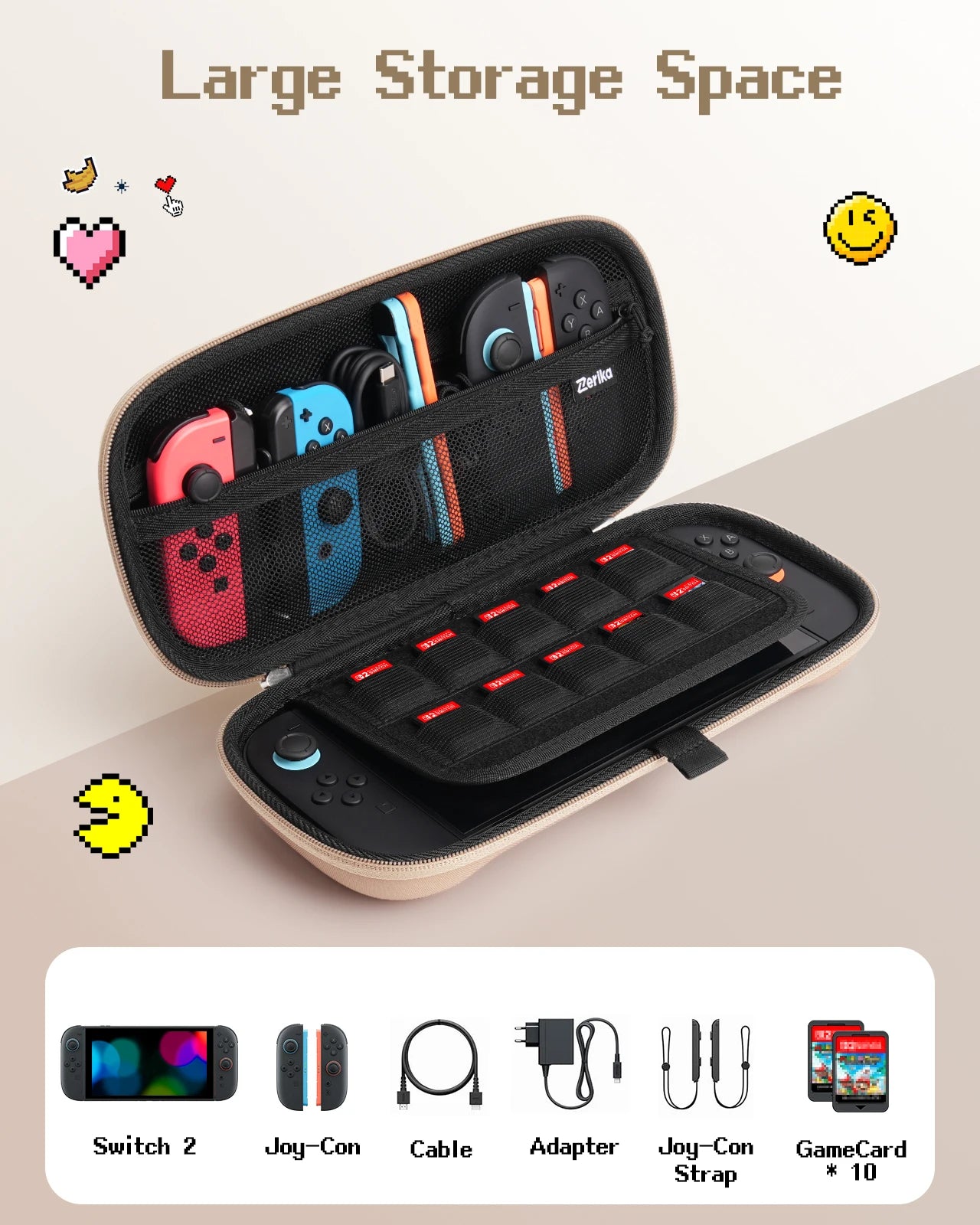 Waterproof Travel Carry Case for Nintendo Switch 2 & OLED Console with 10 Game Card Slots