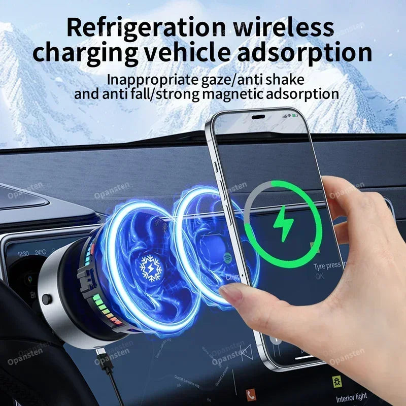 Magnetic Car Dashboard Mount Wireless Charger with 360 Degree Cooling for Magsafe Phones