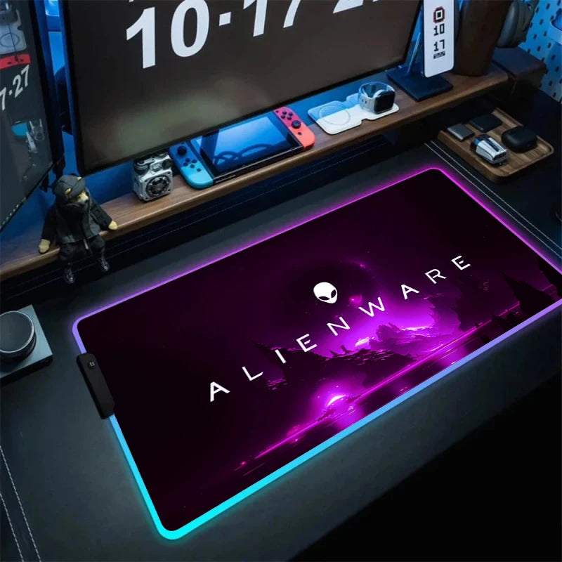 Large RGB LED Mouse Pad with Non-Slip Base, Waterproof Gaming Desk Mat for PC and Laptop Setup