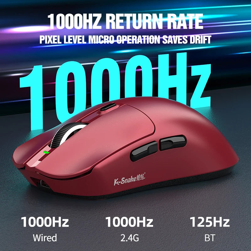 Three Mode Wireless Gaming Mouse with Bluetooth Connectivity and 12000 DPI Optical Sensor