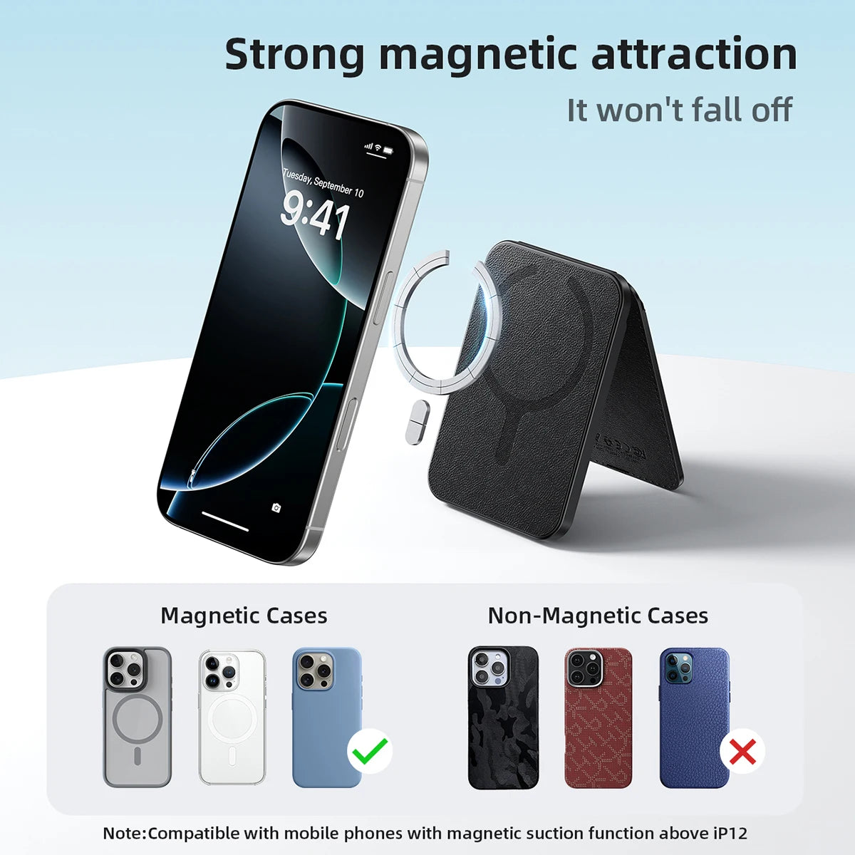 Magnetic Anti-Lost Smart Card Holder with Rechargeable Battery and iOS Find My Network Support