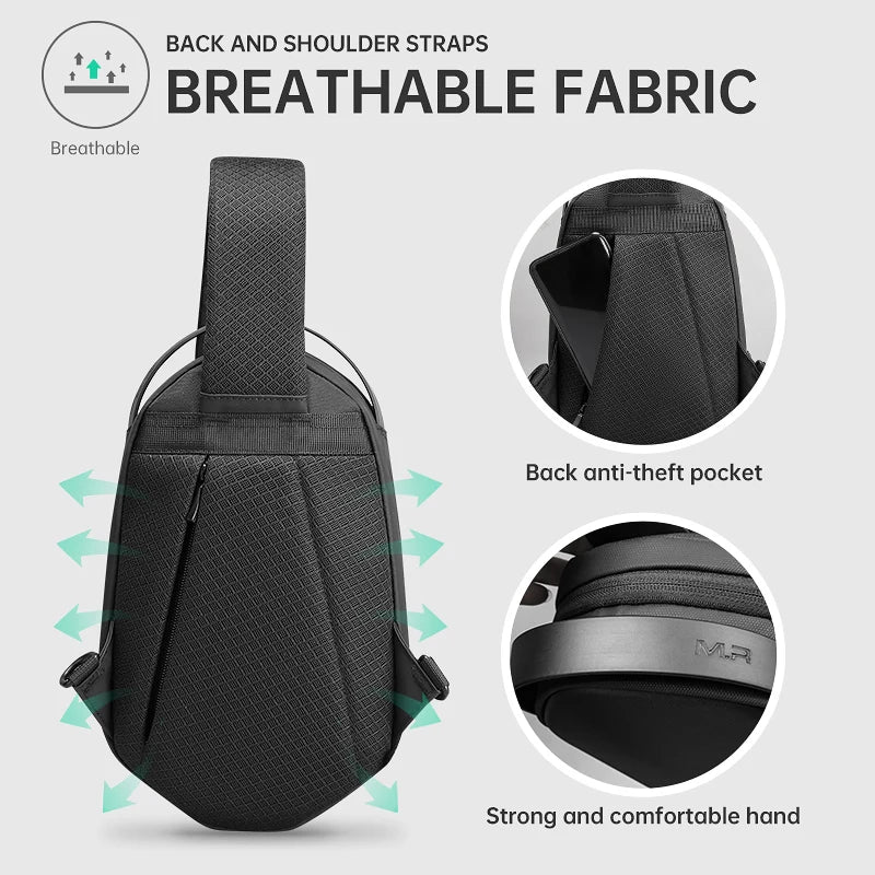 Water Resistant Crossbody Sling Bag with USB Charging and Anti-Theft Design for Tablets and Travel