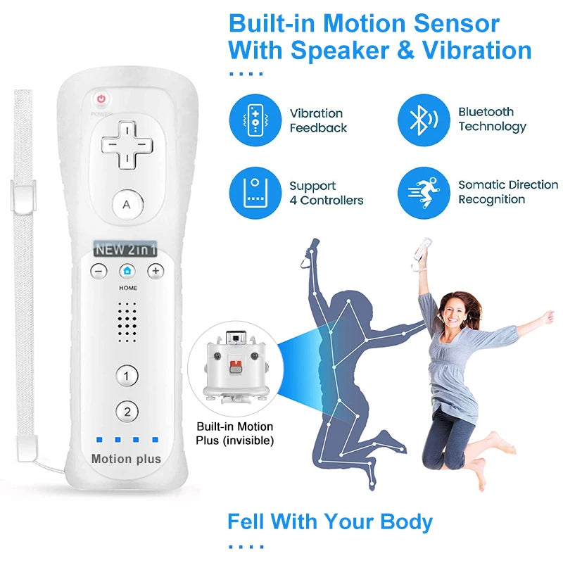 Wireless Game Controller and Nunchuck Set with Motion Sensing for Wii and Wii U Consoles
