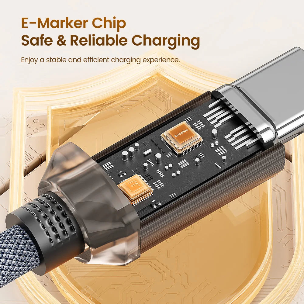 100W USB C Fast Charging Cable for Smartphones Tablets and Laptops with Braided Design