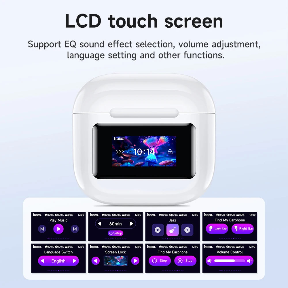 Wireless Bluetooth Earbuds with LED Touch Screen Charging Case Mic Stereo Earphones for Music Calls