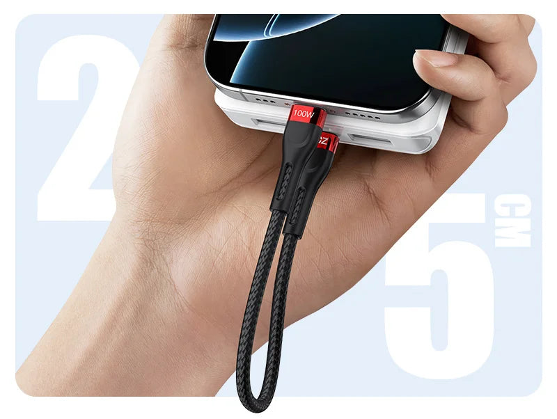 Short USB Charging Cable 25cm 50cm 1m Fast Charge Nylon Data Cord Compatible with iPhone Devices