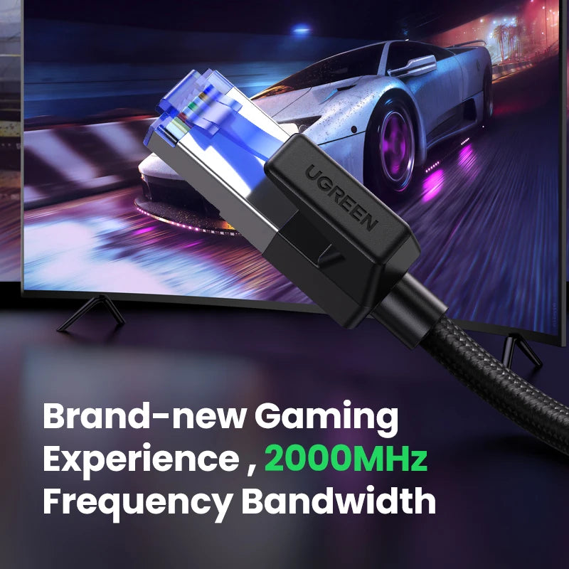 Cat 8 Ethernet Cable 40Gbps 2000MHz Nylon Braided RJ45 LAN Internet Cable for PC Laptop PS5