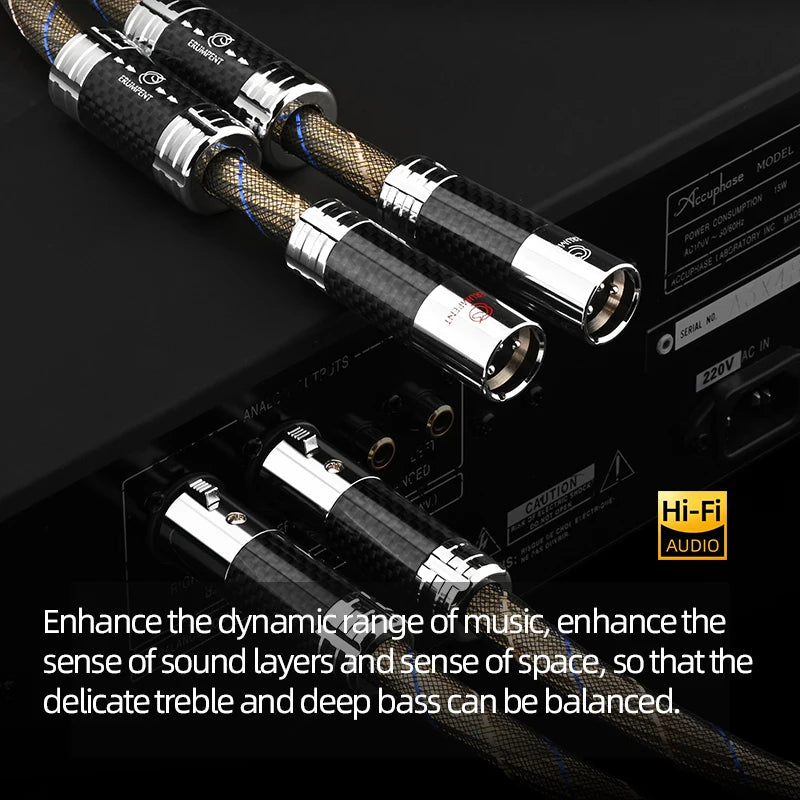 Premium Sterling Silver Plated Balanced XLR Male to Female Audio Cable for Studio and HiFi Use
