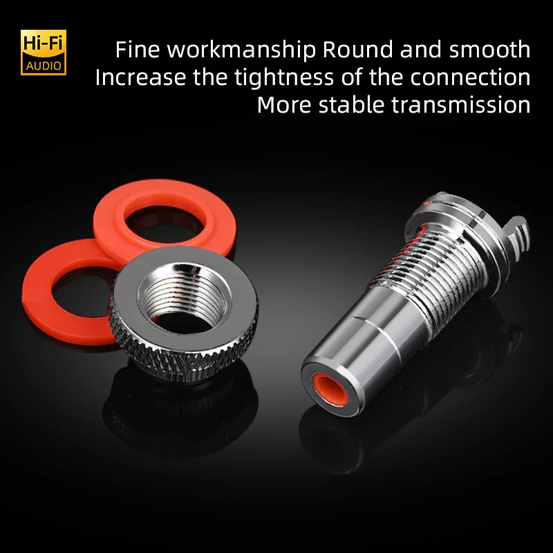 8 Piece Pure Copper RCA Female Socket Connectors with Rhodium Plating for HiFi Audio
