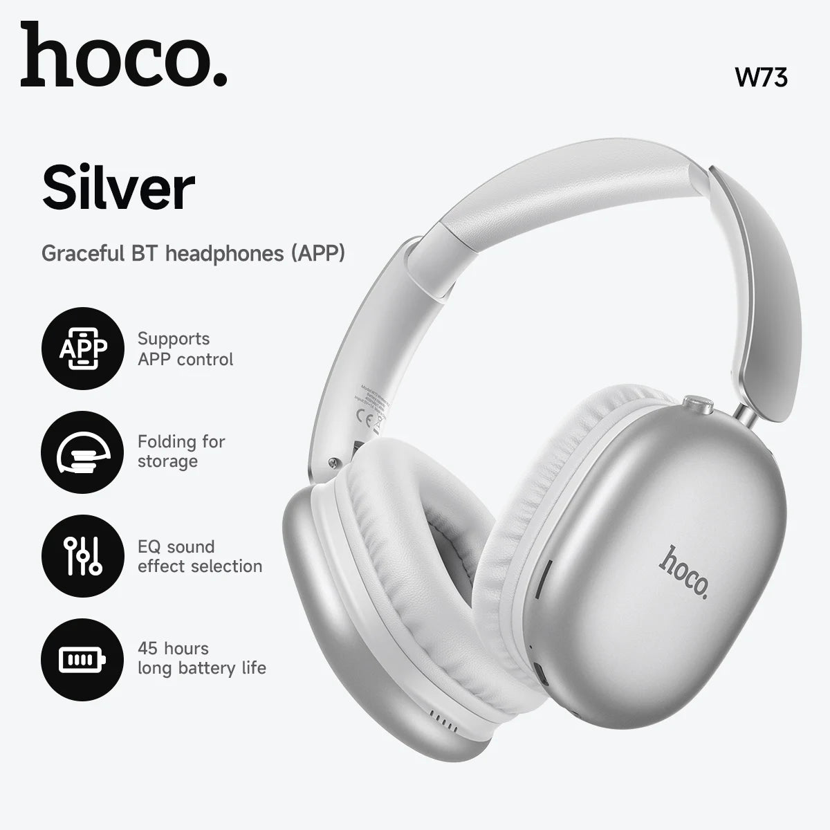 Wireless Over Ear Bluetooth Headphones with App Control Long Battery Life and Built In Microphone