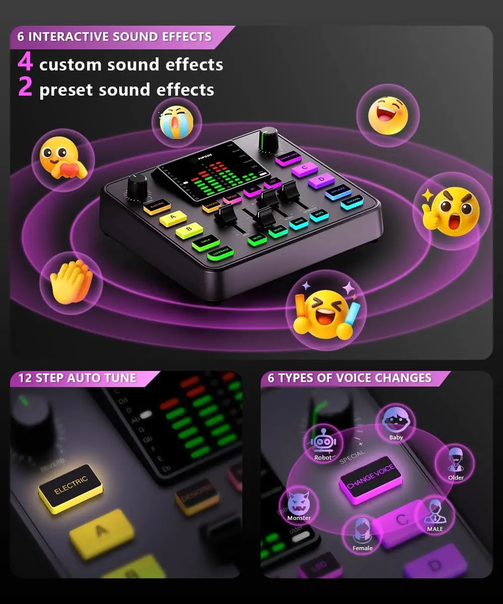 Professional Gaming Audio Mixer and Interface with Preamplifier and Bluetooth for Streaming
