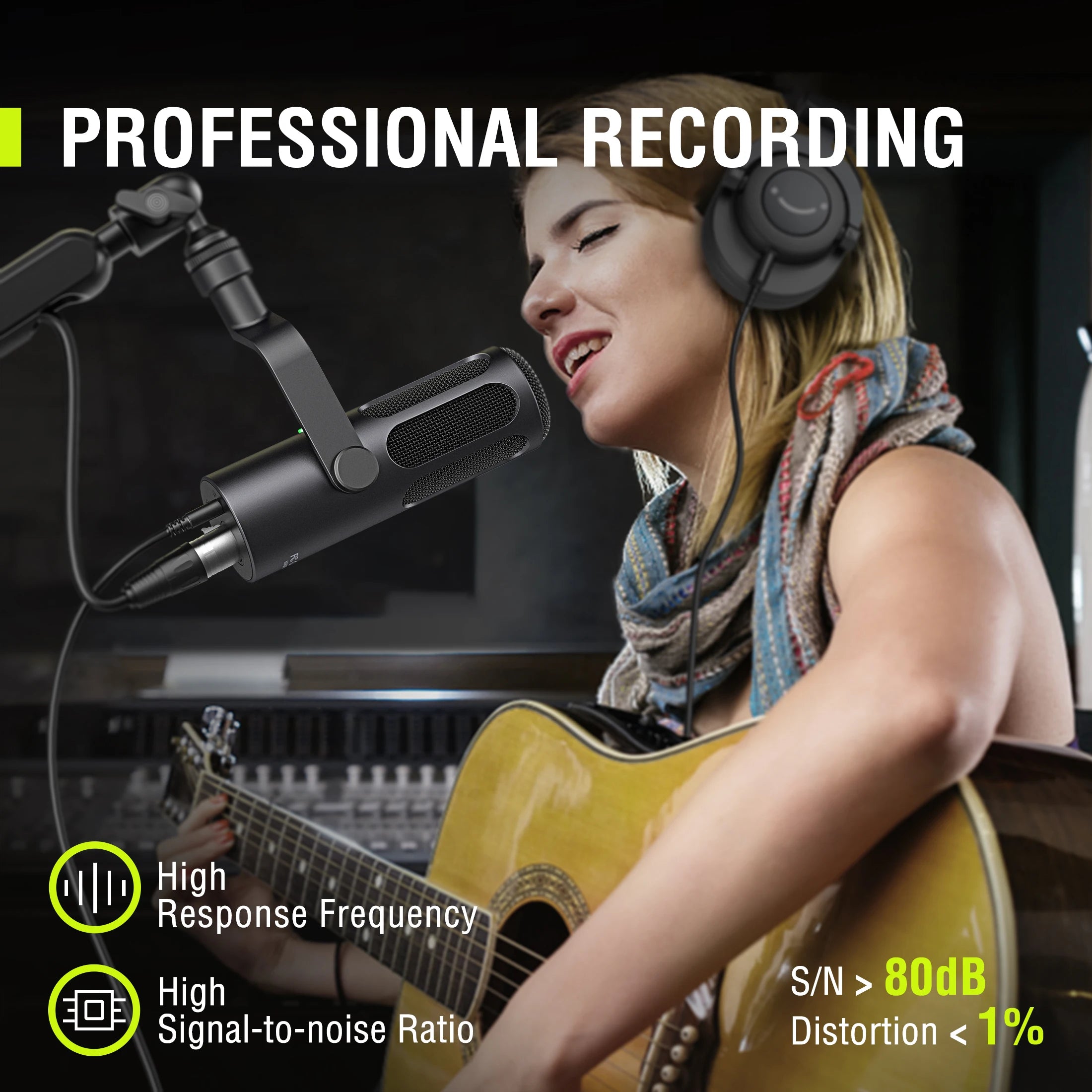 Heavy Duty USB and XLR Dynamic Microphone for Podcasting Studio Recording with Noise Reduction