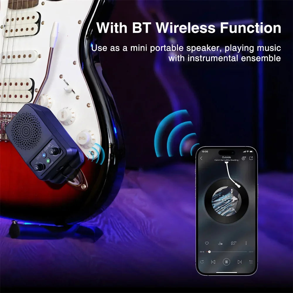 Mini Portable Electric Guitar Amplifier 5W Rechargeable with Bluetooth and Built-in Effects