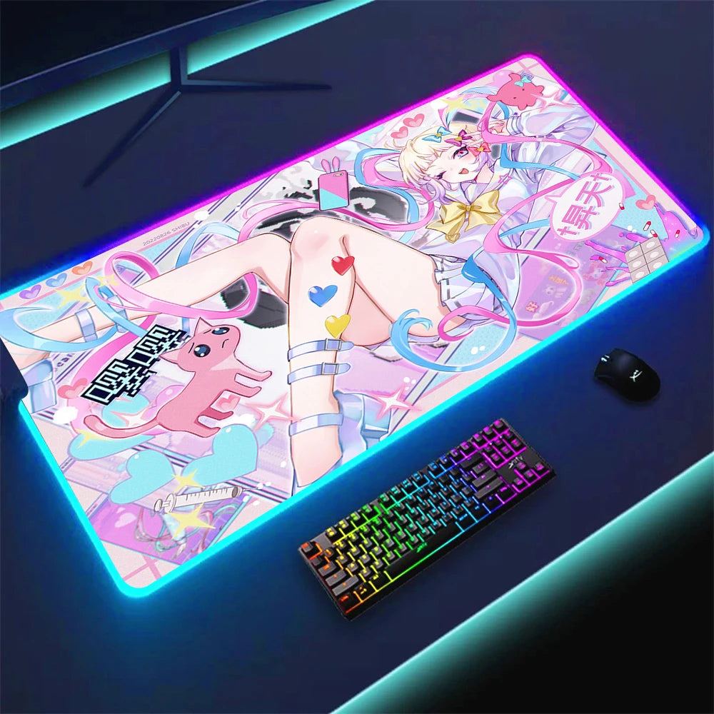 Extended RGB Gaming Mouse Mat with LED Lighting Extra Large Waterproof Non Slip Rubber Surface
