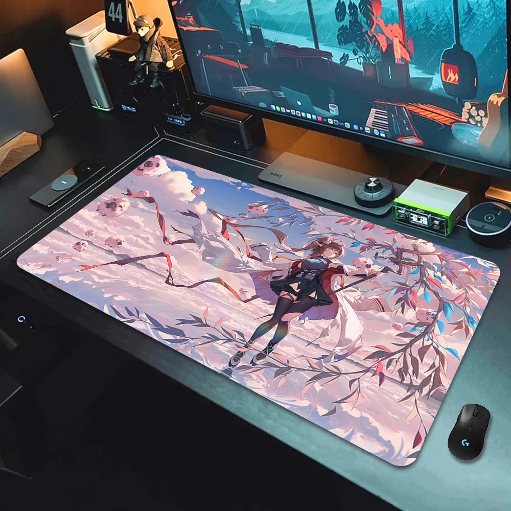 Large Gaming Mouse Pad with Non-Slip Rubber Base and Anime-Inspired Design for E-Sports Setups