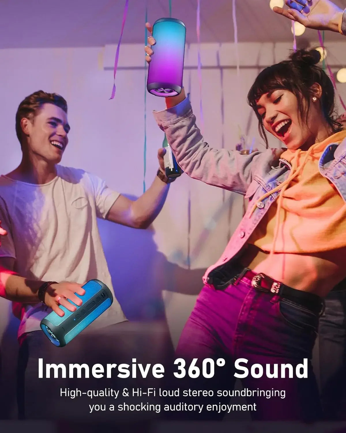 Portable LED Camping Lantern Bluetooth Speaker with RGB Light Display for Outdoor Use