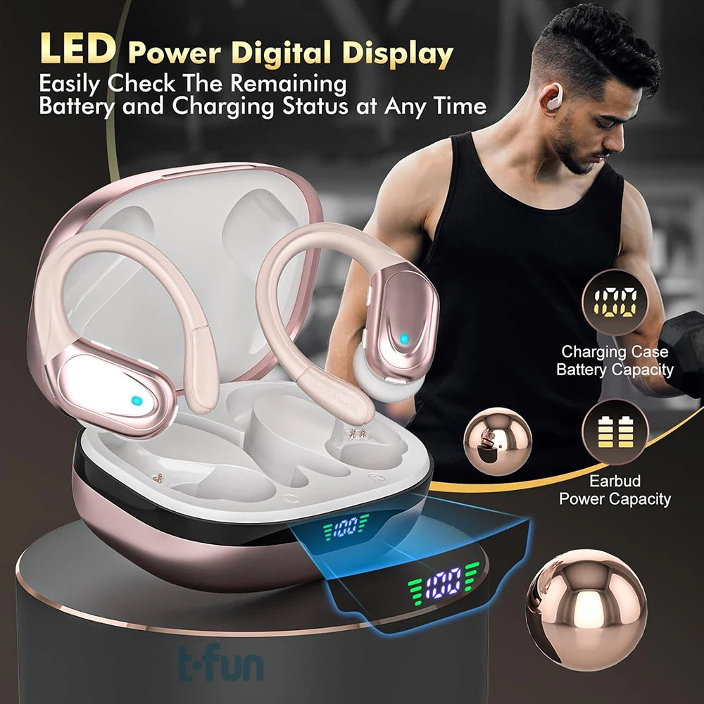 Wireless Bluetooth 5.3 Sport Earbuds with AI Noise Reduction and IPX7 Waterproof Design