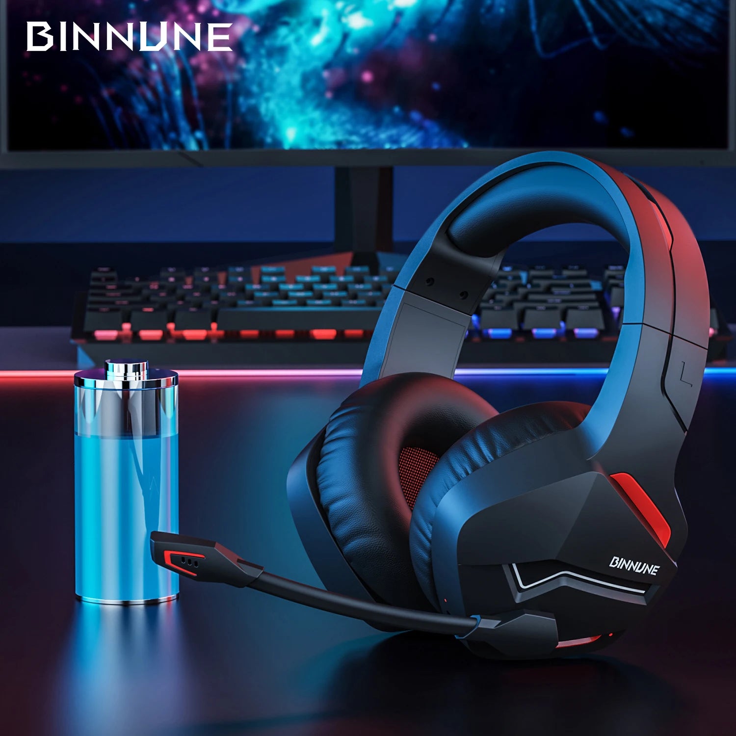 Dual Wireless Bluetooth Gaming Headset with Built-in Mic for PC and PS5 Gaming or Music