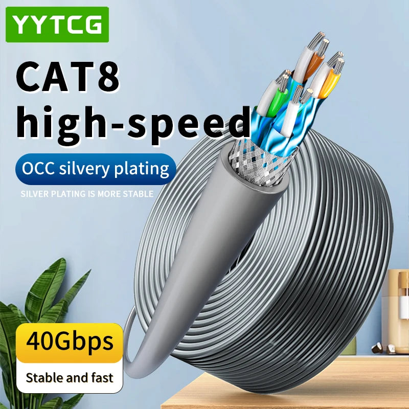 High Speed Cat8 Ethernet Cable 40Gbps 2000MHz Shielded SFTP Network Cable for PC Router Modem