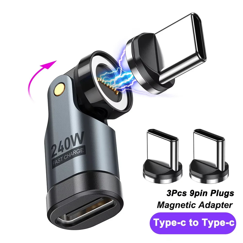 3 Pack 240W Magnetic USB C to USB C OTG Adapters Fast Charging for Laptops and Smartphones