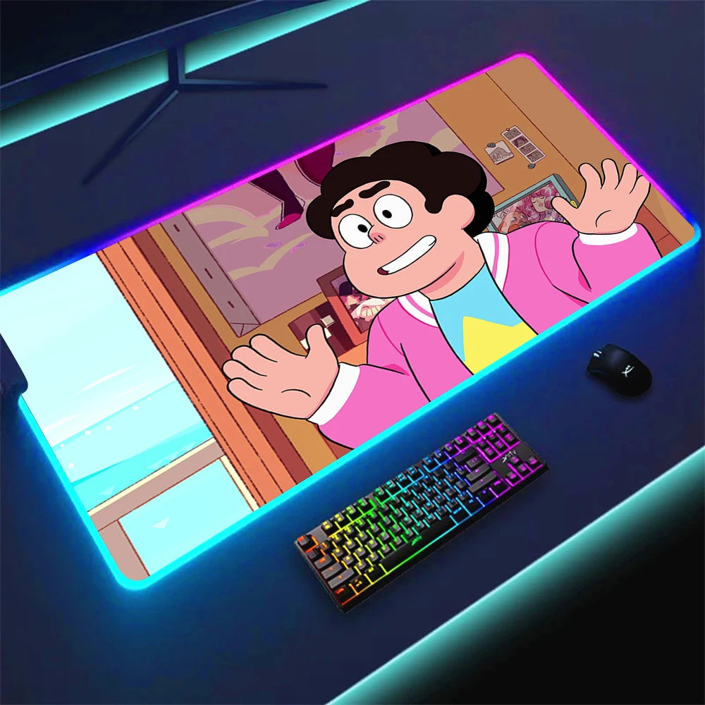 RGB Anime Gaming Mouse Pad with LED Lighting Non-slip Surface Large Waterproof Desk Mat