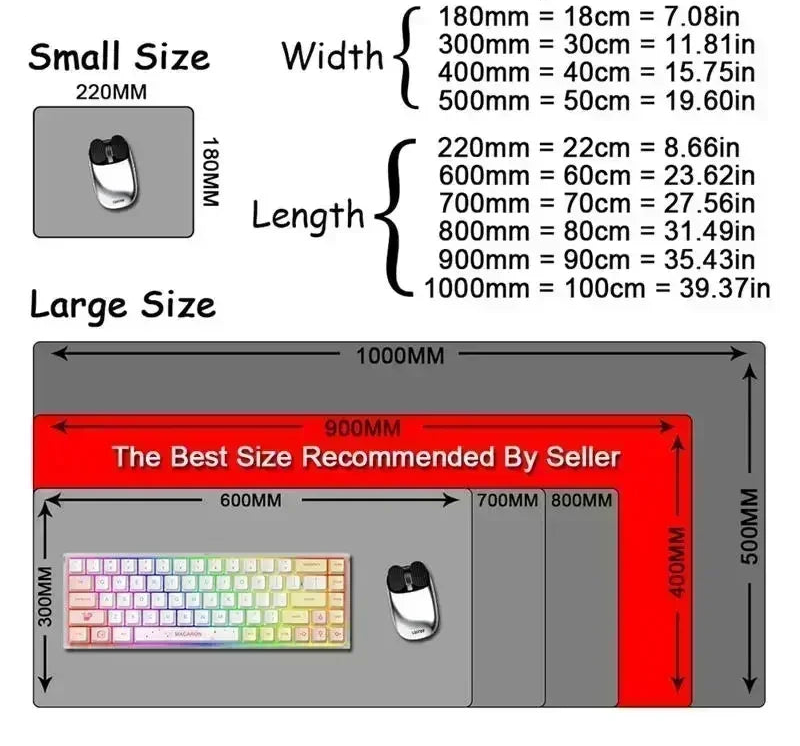 Large Waterproof Gaming Mouse Pad Solid Colour Natural Rubber Non-slip Desk Mat for Keyboard