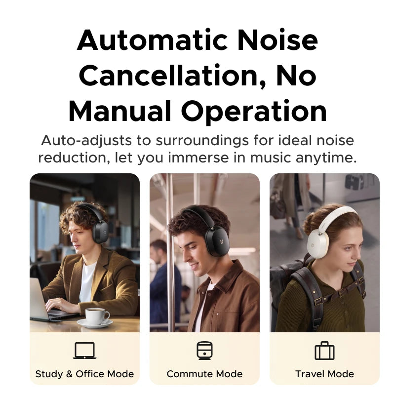 Wireless Over-Ear Bluetooth Headphones with Active Noise Cancelling and Extended Battery Life